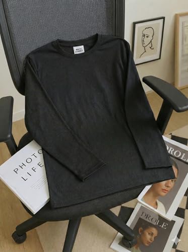 Image of Mack Jonney Men's Striped Ribbed Black Full Sleeve T-Shirt | Premium Soft Stretch Fabric | Casual Wear Round Neck Tee-M6296