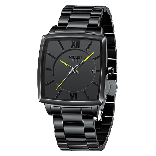 Image of NIBOSI Men's Watches Analog Military Sport Black Dial Watches for Men Business Waterproof Casual Watch Stainless Steel Wrist Watches Date