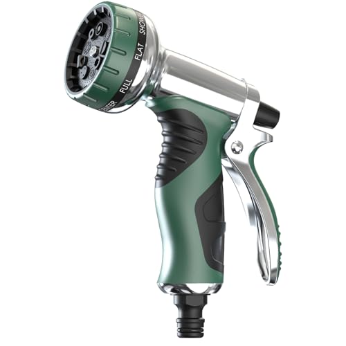 Garden Hose Spray Gun, 9 Adjustable Patterns High-Pressure Hose Nozzle, Water Flow Control, Perfect for Plants, Lawns, Cars, Bikes, and Pets Bathing