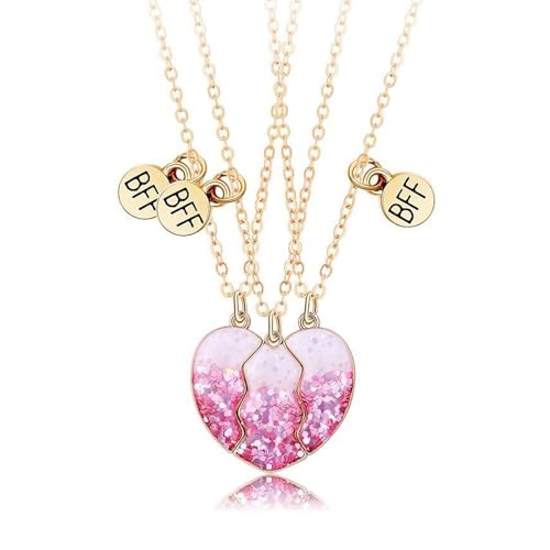 Collana BFF per 3, 3 Pz Collana Cuore Spezzato Collana Amicizia per 3 Collane per Bambine e Ragazze Collana Dell'amicizia Gioielli Regalo per Ragazze