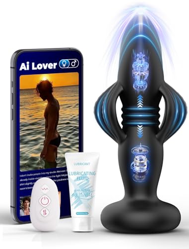 Butt Plug Prostate Massager Anal Plug Vibrator App Controlled 3-in-1 Telescopic & Expanding Anal Toys Male Sex Toys Remote Control with 9 Thrusting & Vibration Modes IPX7 Waterproof Thrusting Dildo