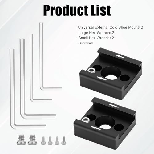 2er-Set Cold Shoe Adapter, Universeller Blitzschuh Adapter für Kamera und Zubehör, Cold Shoe Mount für Mikrofone, LED-Lichter, Camcorder, DSLR und Actionkameras