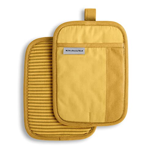 KitchenAid Beacon Two-Tone Non-Slip Pot Holder Set, Majestic Yellow, 7"x10", 2 Piece