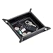 YAPISHI PU Valet Tray Leather Catchall Jewelry Tray Dice Box Bedside Tray Key Phone Coin Change Watches and Candy Holder Sundries Tray (Black)