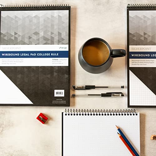 Silverpoint Top Wire Pad, Heavy Back, Quadrille Rule, 8.5 X 11.75 Inches, 70 Sheets, Protective Cover, Blue/Black (51070) #TOP4