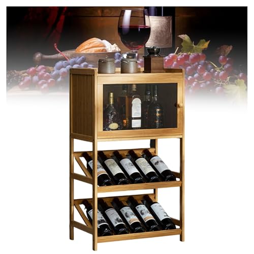 Étagère à vin en bambou à 3 ou 4 étages avec rangement fermé - 2