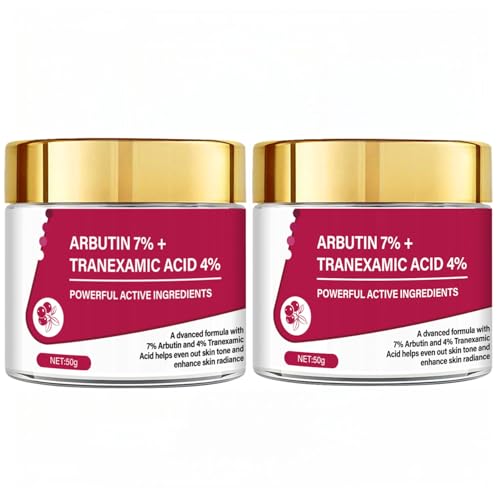 Arbutin & Tranexamic Acid Face Cream – Hydrating Moisturizer for Uneven-Looking Skin, Lightweight Daily Facial Care, Smooth & Radiant Appearance, 50g, 2 Pack