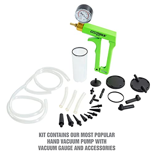 Oemtools 25136 Automotive Tune-Up And Brake Bleed Kit W/ Vacuum Gauge, No-Mess, No-Leak Brake Bleeder Kit Adapters, Green Hand Vacuum Tester #TOP5