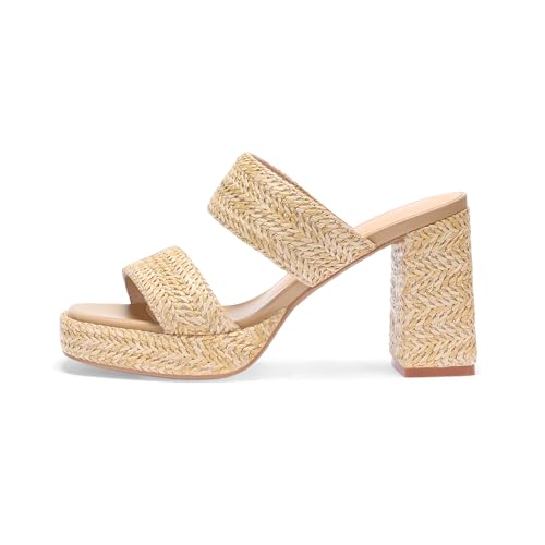 Monrovia Raffia Sandals for Women Heeled Sandals - Slip On