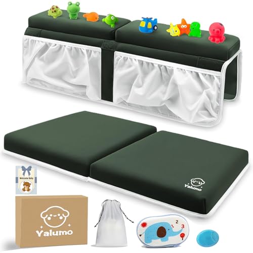 Image of Bath Kneeler and Elbow Rest Set Baby Bath Kneeling Pad, Thick Anti-Slip Bathing Kneeling Mat Cushion Quick Drying Bathtub Knee Saver with Arm Support and Pockets for Bathroom Bathing Time Comfort
