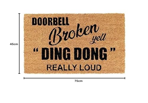 Image of Onlymat Printed Anti-Slip Doormat (Black and Brown) Rectangular Shaped Entryway Rug Natural Coir Material with PVC Backing for Outdoor Entrance Home Multipurpose Mats Floor Door Hall Drawing Room Living Room (75cm x 45cm)