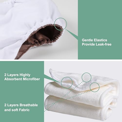 Image of Wegreeco Cloth Diapers 6 Pack with Inserts & Wet Bag, Washable Reusable Diapers for Babies, One Size Adjustable (Palm)