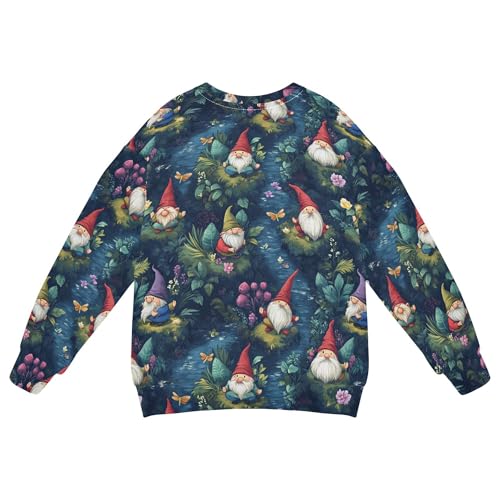 JUNZAN Cute Gnomes Flowers Big Boys Sweatshirts Hoodies Long Sleeve Fall Tops Shirts Camping 4T2