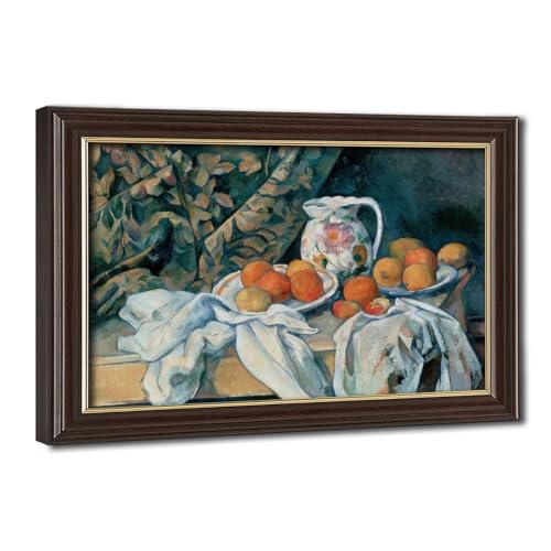 Impressions sur toile Cezanne Nature morte avec un rideau cadre 20x30cm