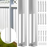 Hicarer 2 Sets 5' x 5' x 48' Vinyl Fence Concrete Post Heavy Duty Fence Post for...