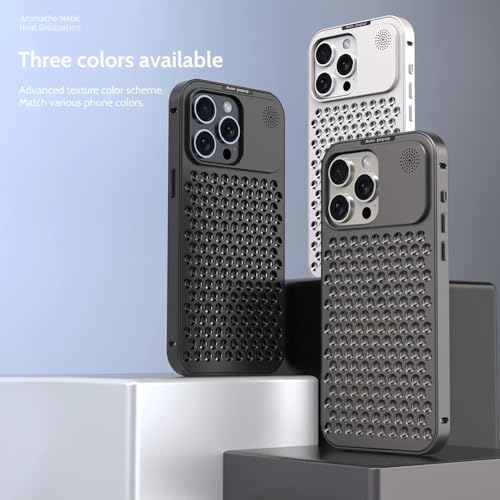 Image of MILLION CASES Back Cover Case for iPhone 15 Pro Shockproof Protective Cooling Shell Aluminum Alloy Case for Men & Boys (Black)