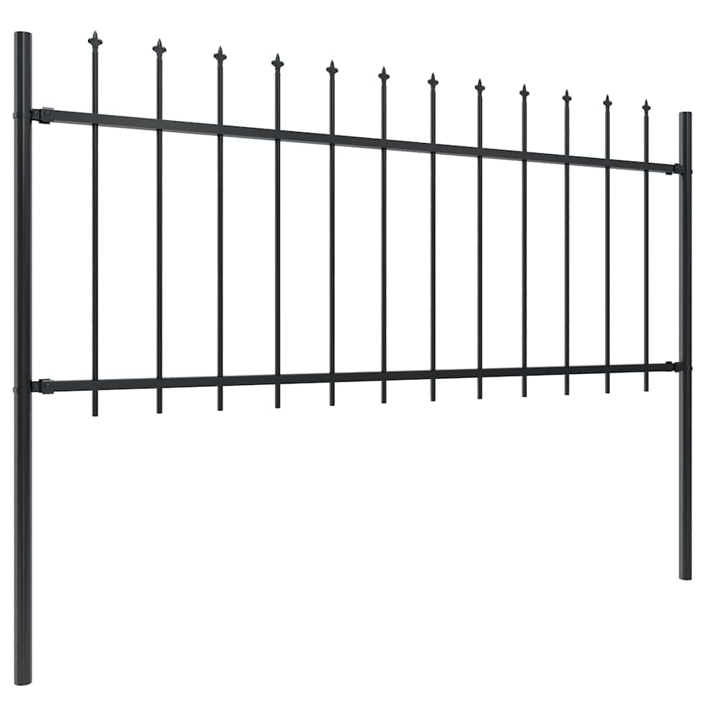 Garden Fence Woerden with Spear Top Steel 181x80 cm Black Decorative Outdoor Panel Set for Yard Security Boundary Walkway Garden Border Heavy Duty Powder Coated