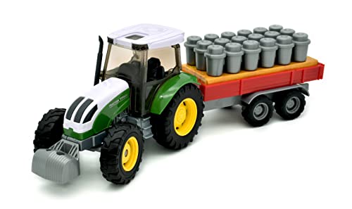 CLASSIC COUNTRY from Peterkin | Tractor & Trailer Toy Vehicle | 28cm Green Tractor with opening bonnet and detachable urn trailer and free wheeling action | 1:32 Scale | Diecast Vehicles | Ages 3+