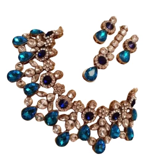 Collar de perlas de lujo con diamantes de cristal y pendientes de plata para mujer