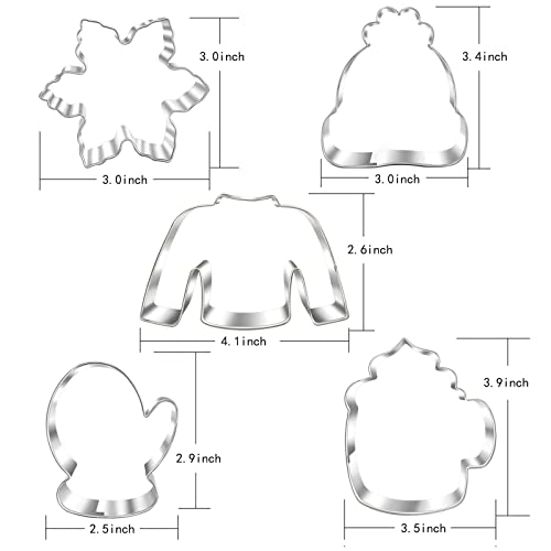 New Winter Christmas Cookie Cutter Set-5 Piece-Ugly Sweater, Hat, Mitten, Snowflake, Coffee Mug Cookie Fondant Biscui Cutters For Ugly Vintage Christmas Thanksgiving #TOP6
