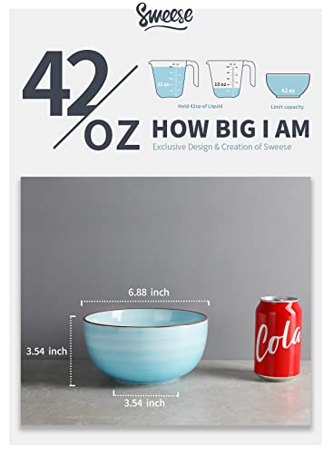 Sweese 145.407 Porcelain Bowls - 42 Ounce For Salad, Fruits And Popcorn - Set Of 4, Steel Blue #TOP1
