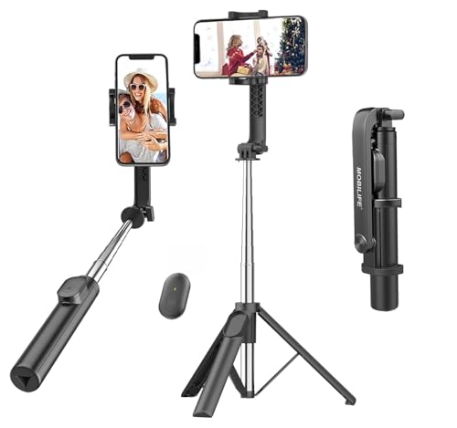 Mobilife Portable Selfie Stick Tripod 38' Extended Bluetooth Tripod Stand Reinforced 4 in...