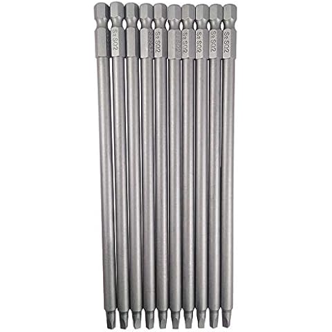 Wolfride 10pcs Square Head Bits #2 Square Drive Bit Set 1/4-Inch Shank Square Tip Bit #2 Long Magnetic Square Head Screwdriver Bits 5.9 Inch Length Cover