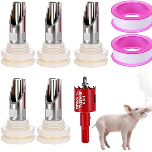 5-Pack Pig Water NipplePig Nipple Waterer for Barrel KitAutomatic Pig Nipple Drinkers KitPiglets Nipple Feeders Hog Feeder Nipple