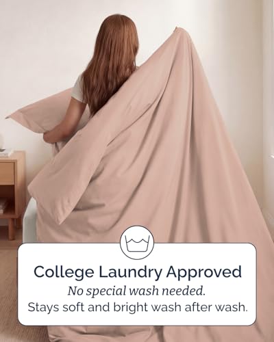 Image of Duvet Cover Twin /Twin XL Size Set - Extra Soft Twin /Twin XL Duvet Cover 68 inch x 90 inch with 1 Pillow Sham for Women, Men, Kids & Teens - Comfy, Easy-Care & Fade Free with Zipper Closures and Ties (Mauve)