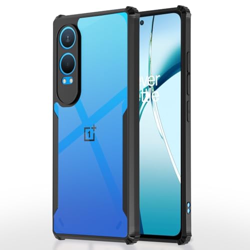 Image of Pikkme Crystal Clear Transparent Back | Ultra Hyrbid | Full Camera Protection | Raised Edge | Bumper Back Case for OnePlus Nord Ce 4 Lite 5G (Black)
