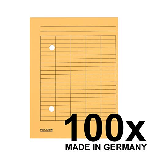 Original Falken 100er Pack Umlaufmappe. Made in Germany. Aus Recycling-Karton für DIN A4 mit 2-seitiger Organisationsdruck chamois Blauer Engel Hefter für Büro,Schule und mobile Organisation