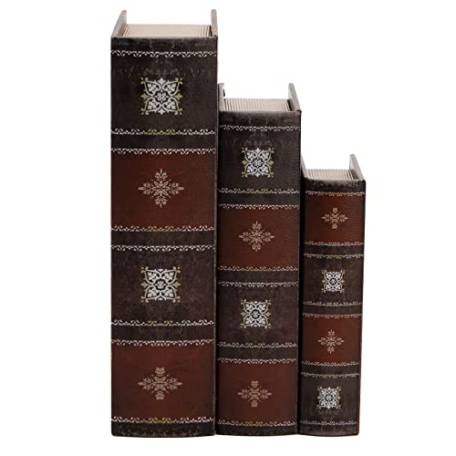 Tosnail 3 Pack Decorative Book Boxes with Magnetic Cover, Wooden Antique Book...