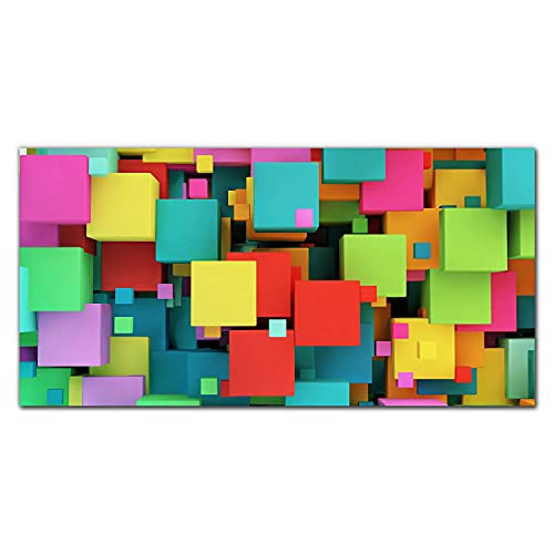 Tableau en verre leger Coloray decoration murale incassable design cubes 100x50cm
