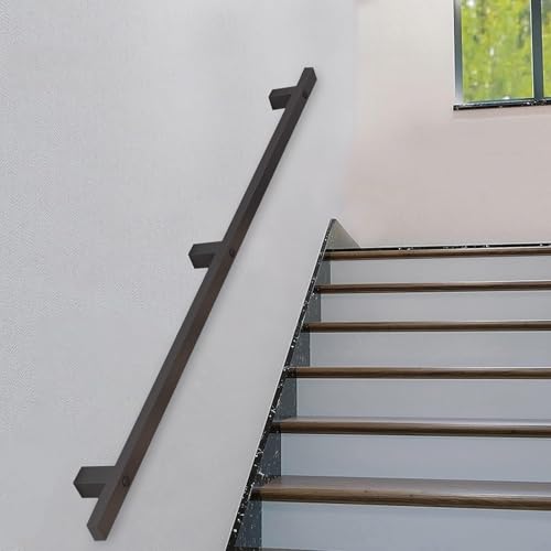 Rampe d'escalier noire mate 330cm en acier élégant et sécurisé