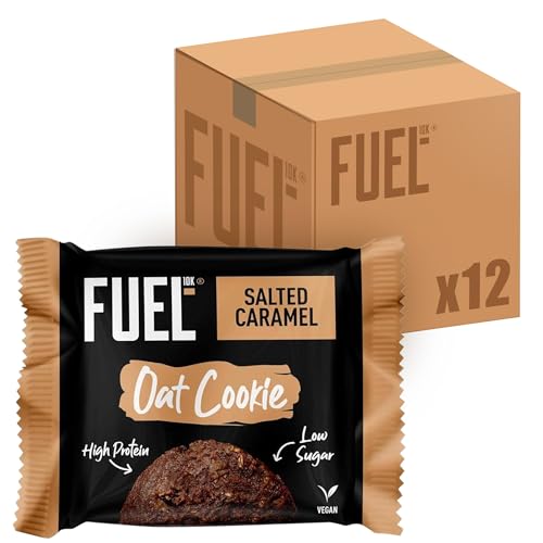 FUEL10K Salted Caramel Breakfast Oat Cookie, High Protein and Fibre, 50 g (Pack of 12)