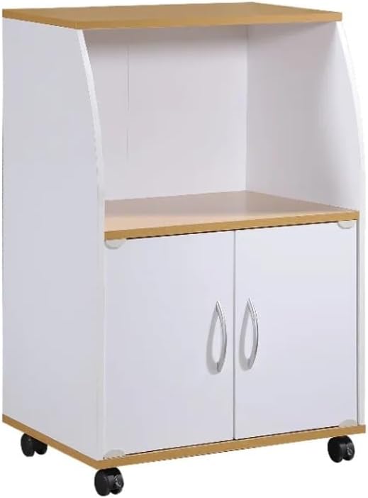 Mini Microwave Cart, White Utility Bar Rolling Storage Trolley 15.00 X 22. 33