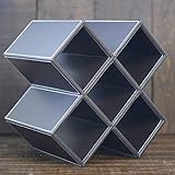 Medidas 29,5x29,5x20 cm. Hogar y más - Botellero de Polipiel marrón para 5 Botellas. Diseño Geométrico Moderno.