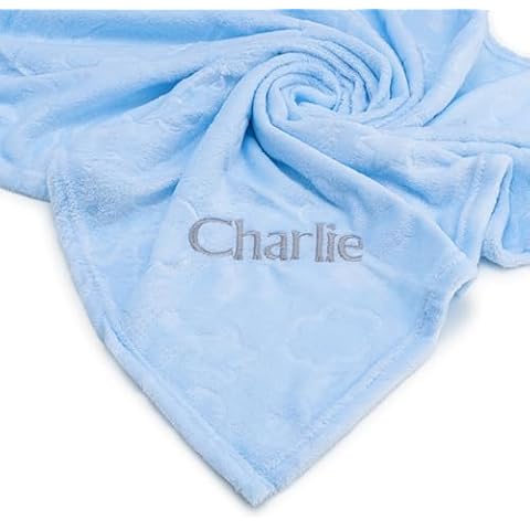 Lobeko Personalised Baby Fleece Blanket with Embroidered Name Cover