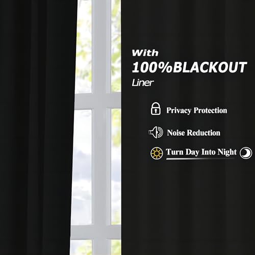 Hillcrest 9FT Linen Blend Full Blackout Pinch Pleat Window Curtains 108 Inches for Living Room Bedroom Thermal Insulated Drapes Back Tab with Hooks 2 Panels Linen 40" W x 108" L - Image 3