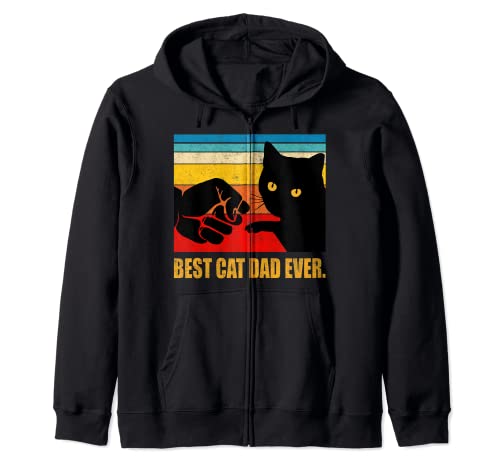 Best Cat Dad Ever - Camiseta vintage para hombre, diseño de gato negro Sudadera con Capucha