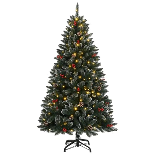 Árbol de Navidad artificial sin enredos de cables 210 cm con 300 luces led fijas verde 9.8 kg 2