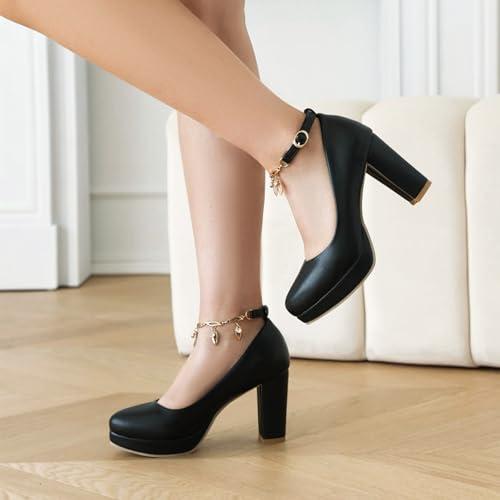 Platform Block High Heels Women Strap Formal Shoes4