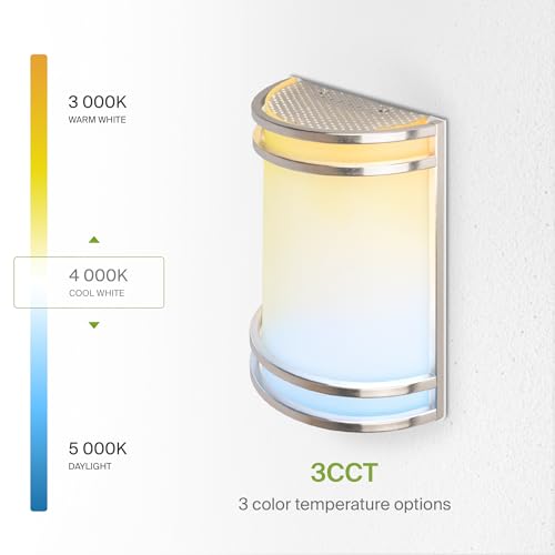 Image of ASD Indoor LED Wall Sconce Lights - 8 Inch 15W Brushed Nickel Modern LED Wall Sconces Hardwired - ETL Dimmable 3000K 4000K 5000K Adjustable Sconce Light Fixture for Bedroom, Hallway