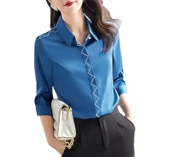 Amazon.com: Women's V-Neck Shirt Thin Half-Sleeved Formal