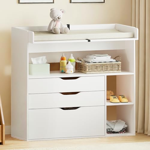Pipleo Baby Changing Table Dresser with Shelves
