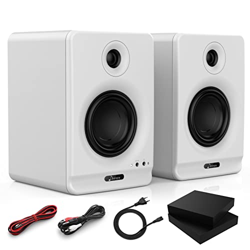 Donner Studio Monitors 4" Near Field Studio Monitors with CSR 5.0 Bluetooth, for Music Production, Live Streaming and Podcasting, 2-Pack Including Monitor Isolation Pads-New Version(Dyna4 White)