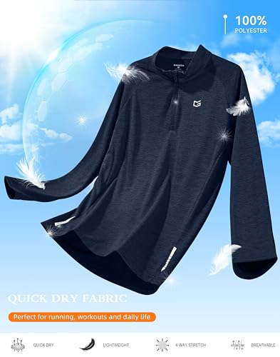 Image of G Gradual Men's Quarter Zip Pullover Running Athletic Shirts Long Sleeve | Lightweight, Quick Dry, Moisture Wicking, Sun Protection, 1 /4 Zip Golf Pullover for Men Workout, Gym, Hiking, Casual