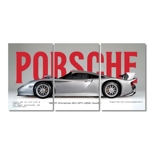 Image of Good Hope Porsche 911 Poster Split Design Car Posters | 3 A3 Sized Cars Poster for Wall | Large Size 12x18 Inch Porsche Wall Decor | Car Posters for Room | Wall decor Items