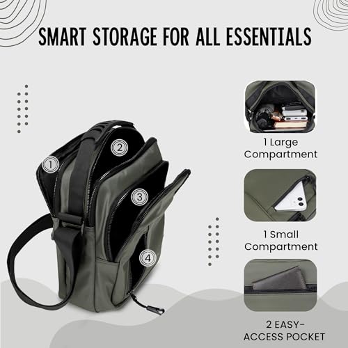 Image of CARRY TRIP Men Sling Bag with 1 Large & 1 Small Compartment, 2 Pockets, Water Resistant Crossbody Travel Bag -Chest Shoulder Side Bag for Travelling, Daily Use - Compact, Lightweight & Durable