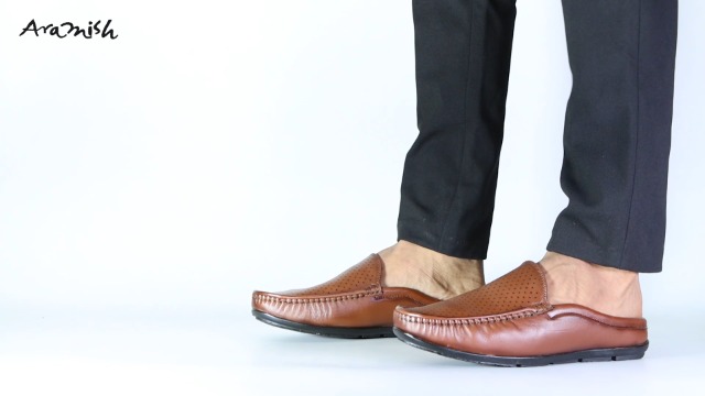 Buy ARAMISH Men's Genuine Leather Back Open Black Loafers Shoes